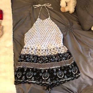 Patterned Halter Top Romper